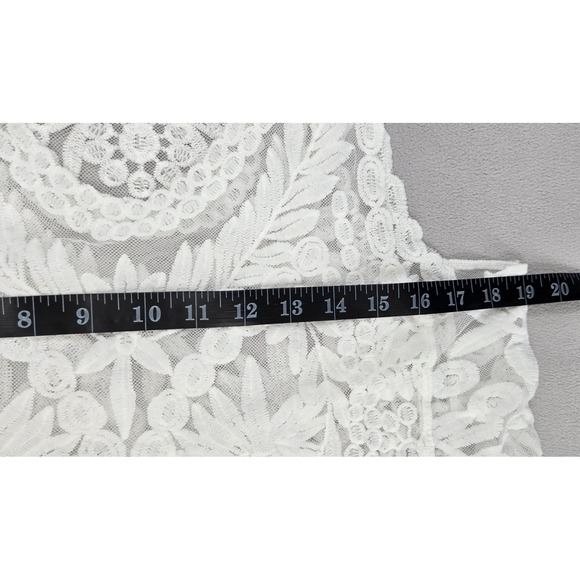 Boho Cottagecore Lace Crop Top Floral Sheer Romantic Coquette Tank LARGE - Picture 3 of 8